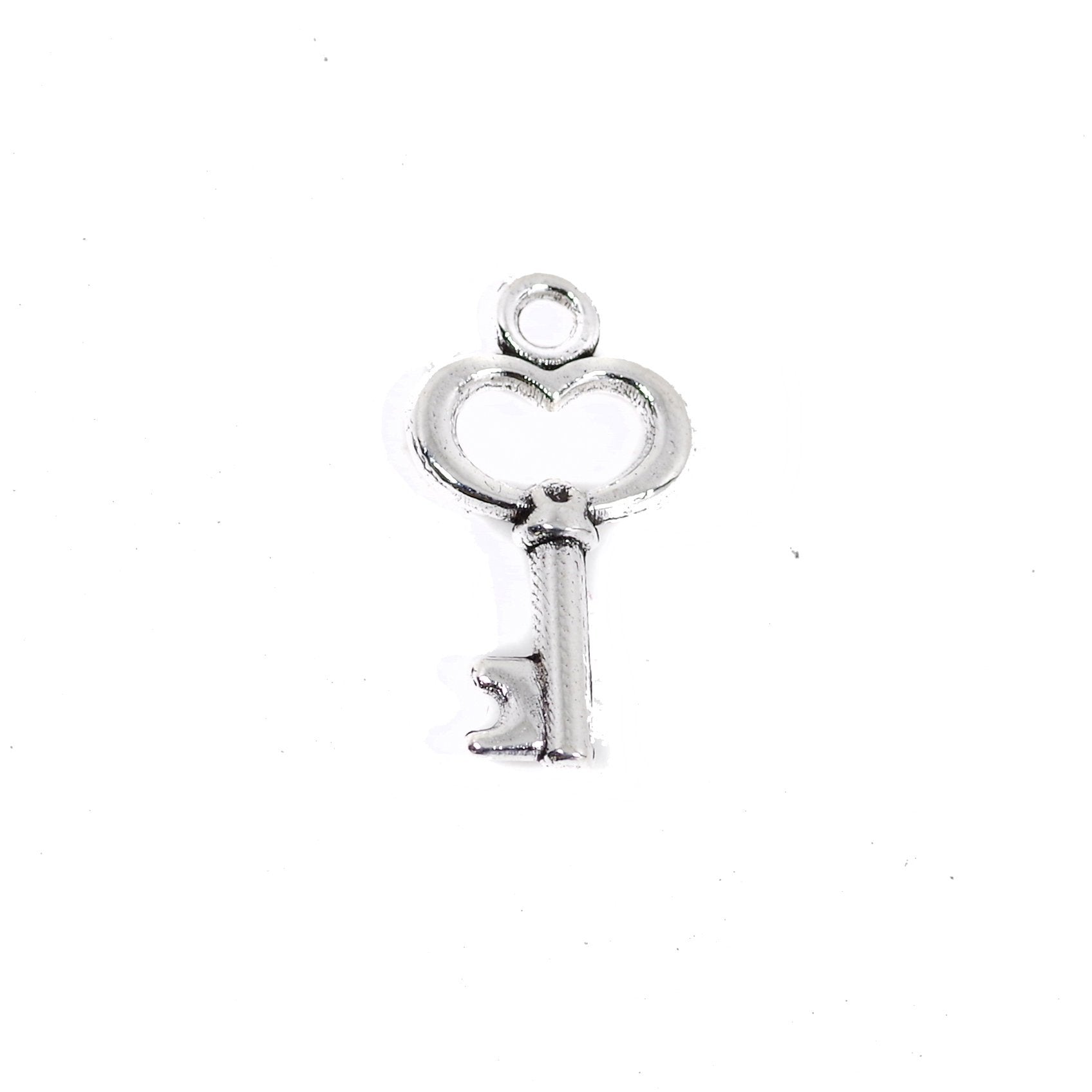 10 Pcs Vintage Heart Key Charm Antique Alloy Jewelry Pendant