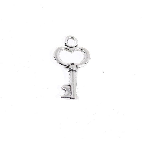 10 Pcs Vintage Heart Key Charm Antique Alloy Jewelry Pendant