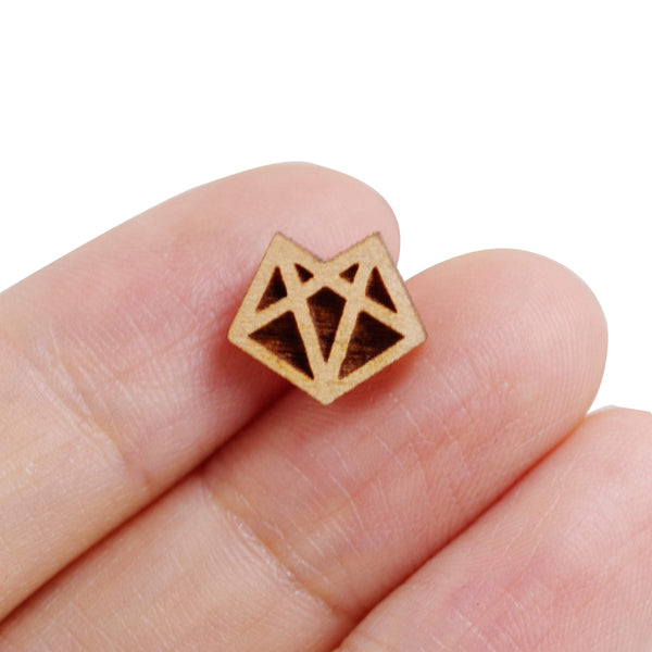 8 Pcs Geometric Heart Charm - Wooden Earring Supplies