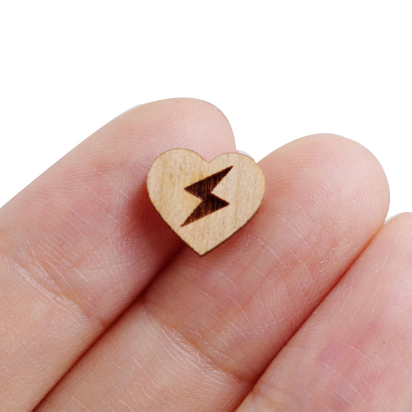 8 Pcs Heart Charm - Wooden Jewelry Making Supplies