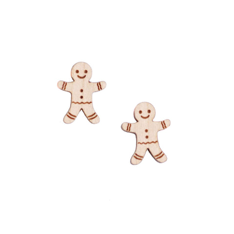 8 Pcs Gingerbread Man Charm - Wooden Jewelry Making Supplies