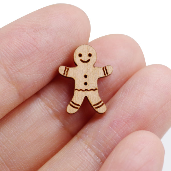 8 Pcs Gingerbread Man Charm - Wooden Jewelry Making Supplies