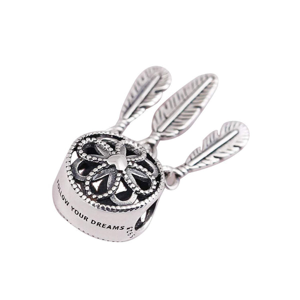 Feather Pandora Charm 925 Sterling Sliver Spacer Bead Fits Pandora Bracelet