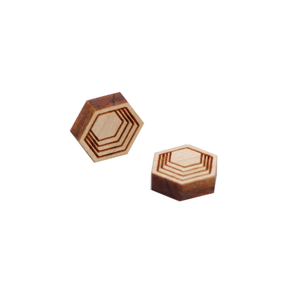 8 Pcs Wooden Hexagon Charm - Earring Supplies