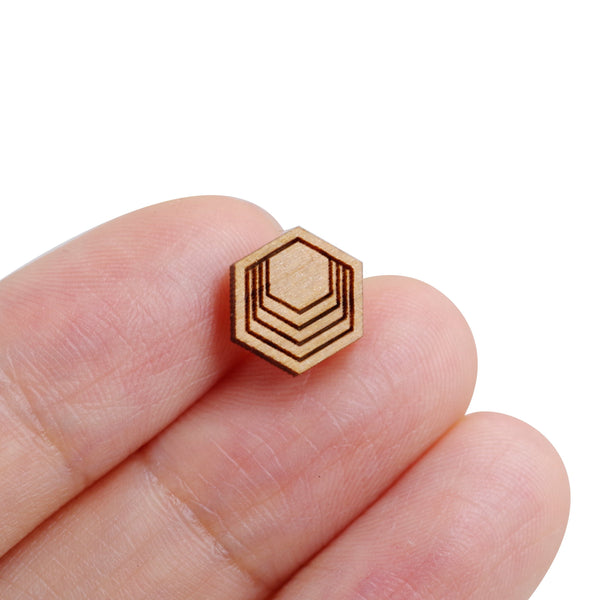 8 Pcs Wooden Hexagon Charm - Earring Supplies