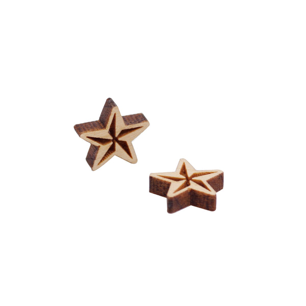 8 Pcs Wooden Star Charm - Earring Supplies