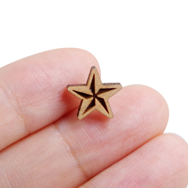 8 Pcs Wooden Star Charm - Earring Supplies