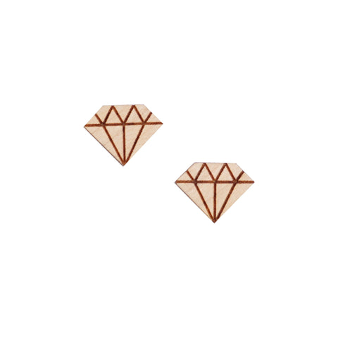 8 Pcs Wooden Diamond Charm - Earring Supplies