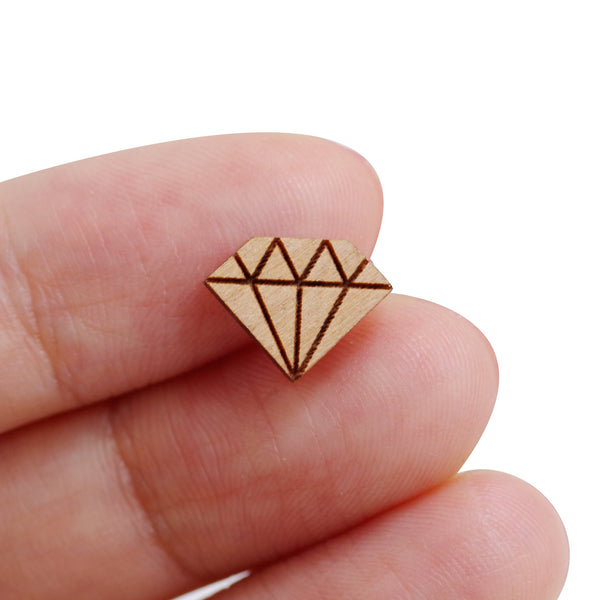 8 Pcs Wooden Diamond Charm - Earring Supplies