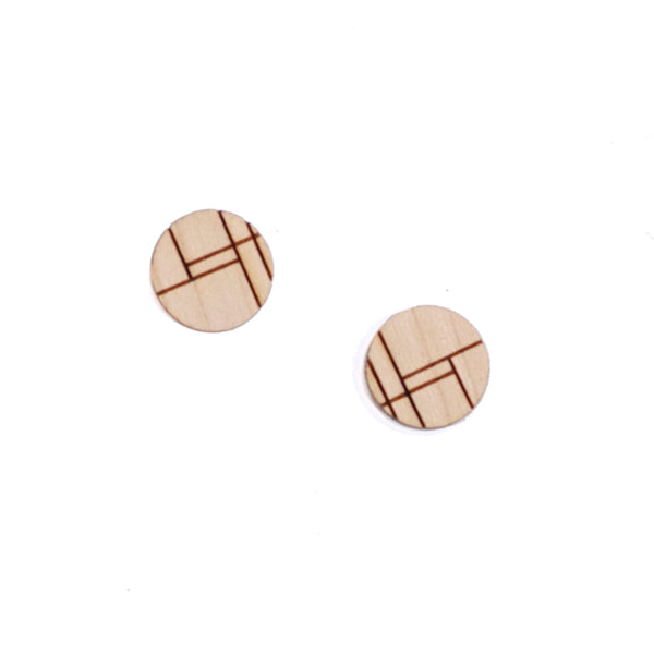 8 Pcs Wooden Circle Charm - Earring Supplies