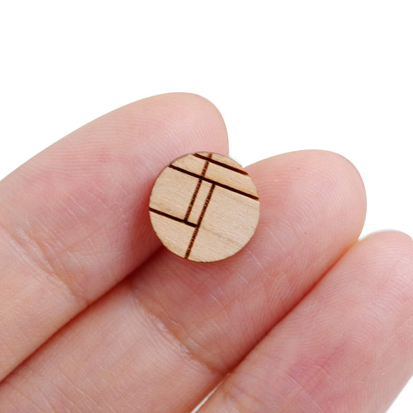 8 Pcs Wooden Circle Charm - Earring Supplies