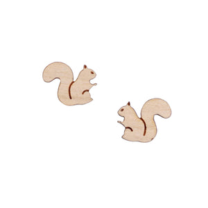 8 Pcs Wooden Squirrel Charm - Earring Supplies