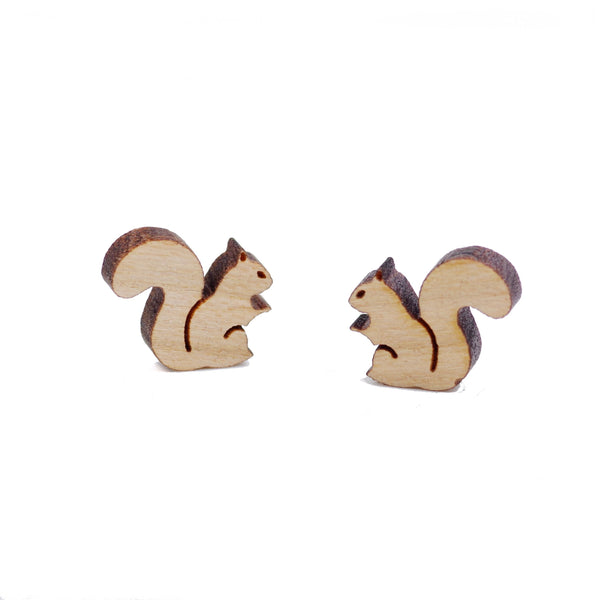 8 Pcs Wooden Squirrel Charm - Earring Supplies