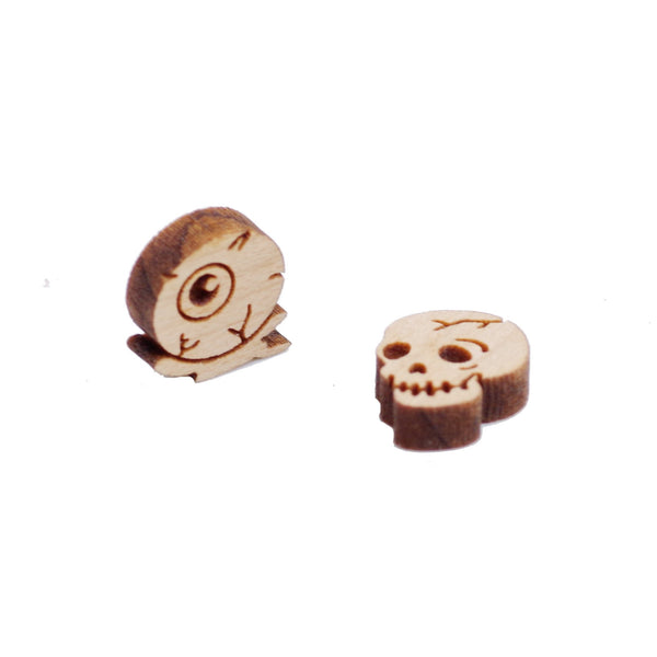 8 Pcs Wooden Skull Charm - Earring Supplies