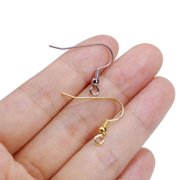 100 Pcs Gold Plated Earring Hook with Small bead