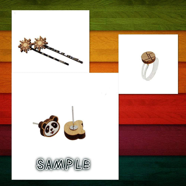 8 Pcs Geometric Heart Charm - Wooden Earring Supplies