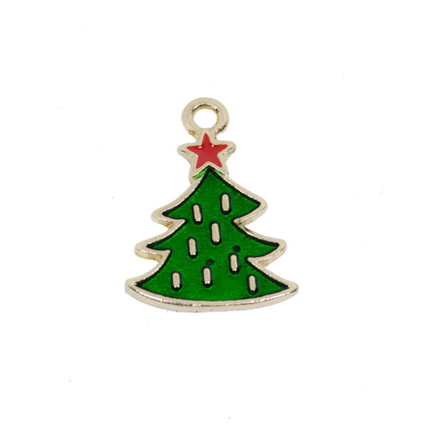 4 Pcs Christmas Tree Enamel Charm Jewelry Bracelet Pendant