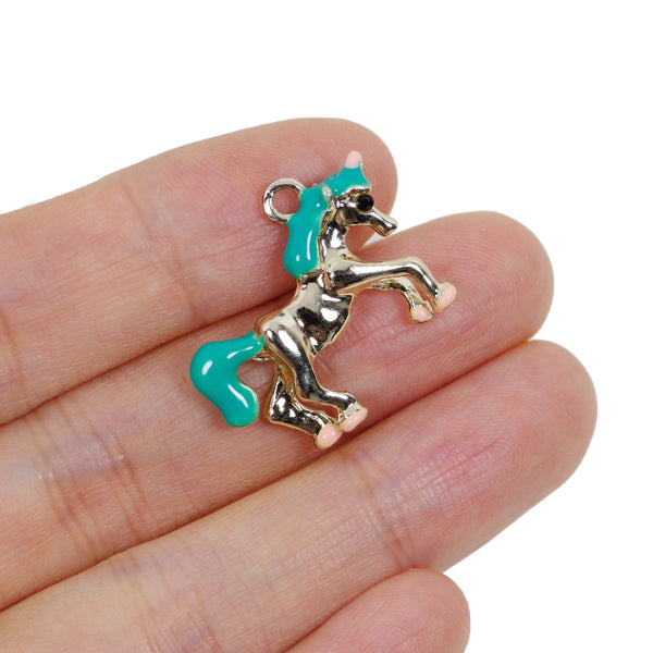 2 Pcs Unicorn Enamel Charm Jewelry Bracelet Pendant