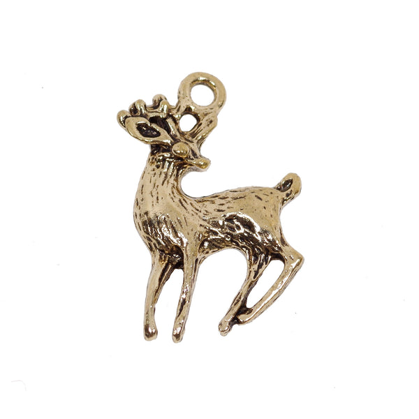 2 Pcs Christmas Reindeer Gold Plate Charm Jewelry Bracelet Pendant