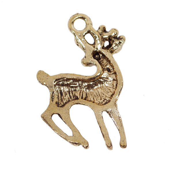 2 Pcs Christmas Reindeer Gold Plate Charm Jewelry Bracelet Pendant