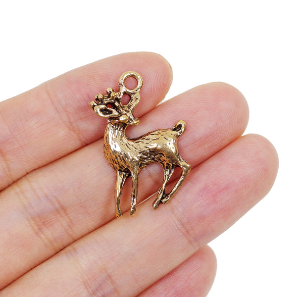 2 Pcs Christmas Reindeer Gold Plate Charm Jewelry Bracelet Pendant