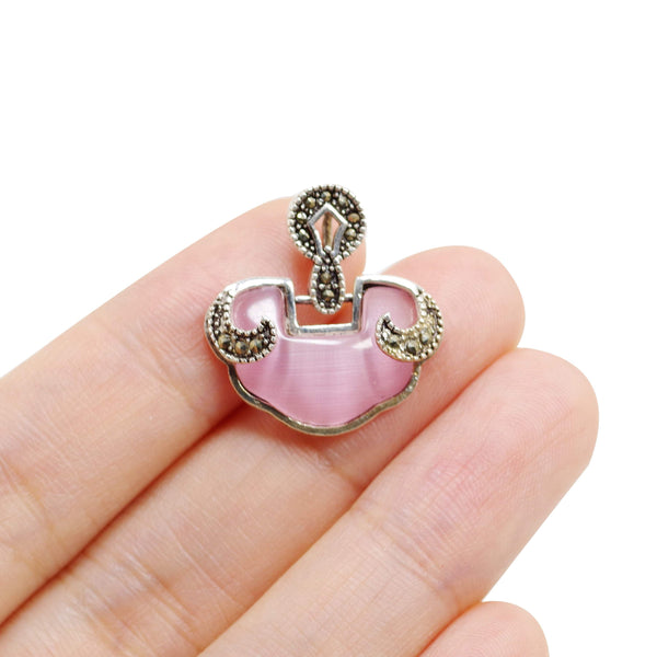 Vintage 925 Sterling Silver Pink Opal Charm