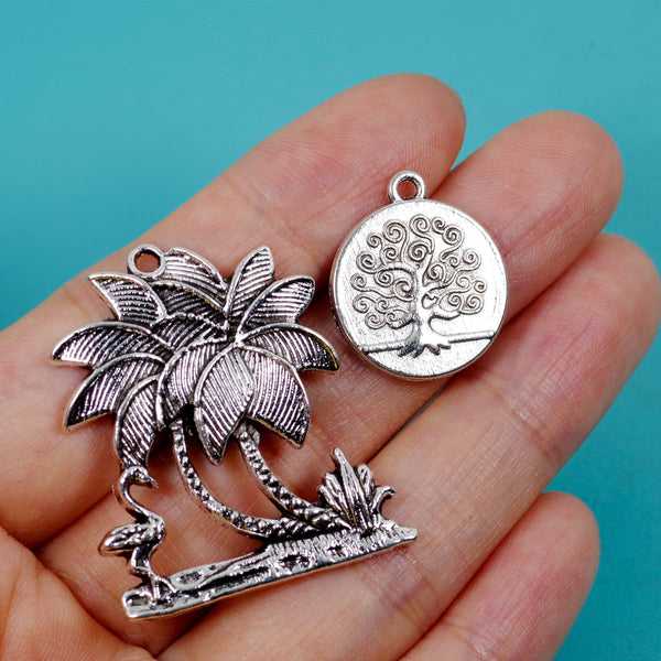 15 Bulk Wholesale Family Tree Charm Silver Tone