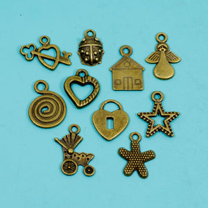 10 Pcs Bulk Wholesale Sweet Home Bronze Charm