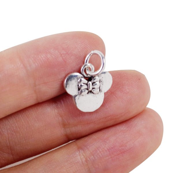 Vintage 925 Sterling Silver Mickey Minnie Mouse Charm with Close Jump Ring