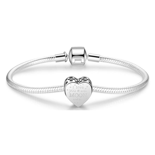 I Love You to the Moon and Back Pandora Charm 925 Sterling Sliver Spacer Bead Fits Pandora Bracelet