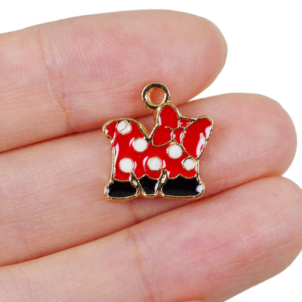 4 Pcs Mickey Minnie Mouse Enamel Charm Craft Supplies