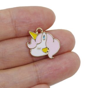 4 Pcs Unicorn Enamel Charm Craft Supplies