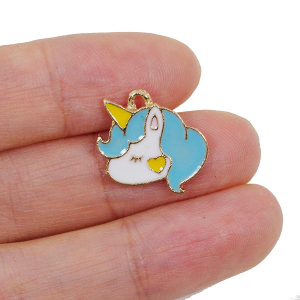 4 Pcs Unicorn Enamel Charm Craft Supplies