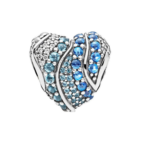 Blue Heart Pandora Charm 925 Sterling Sliver Spacer Bead Fits Pandora Bracelet