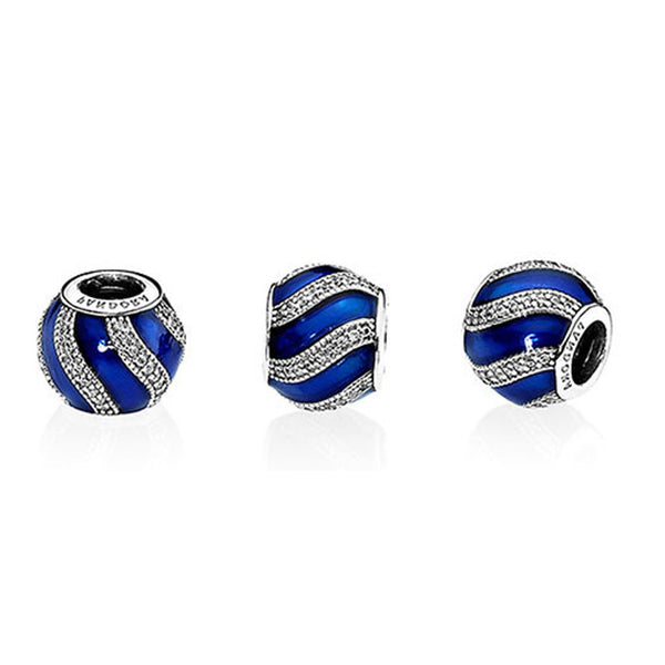 Blue Wave Pandora Charm 925 Sterling Sliver Spacer Bead Fits Pandora Bracelet