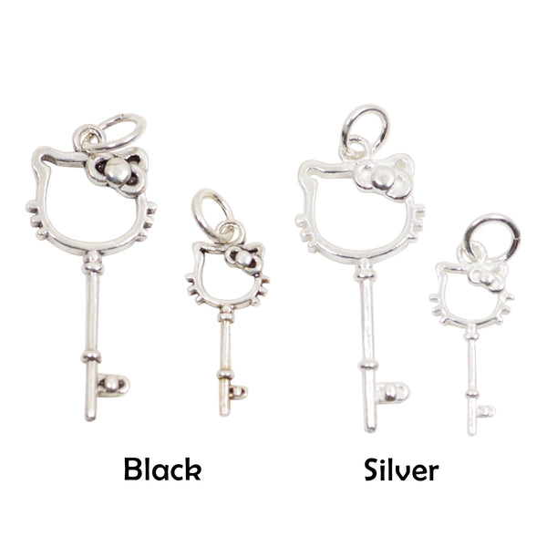Vintage 925 Sterling Silver Hello Kitty Key Charm with Close Jump Ring
