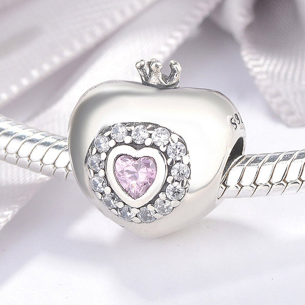 Heart Princess Crown Pandora Charm 925 Sterling Sliver Spacer Bead Fits Pandora Bracelet