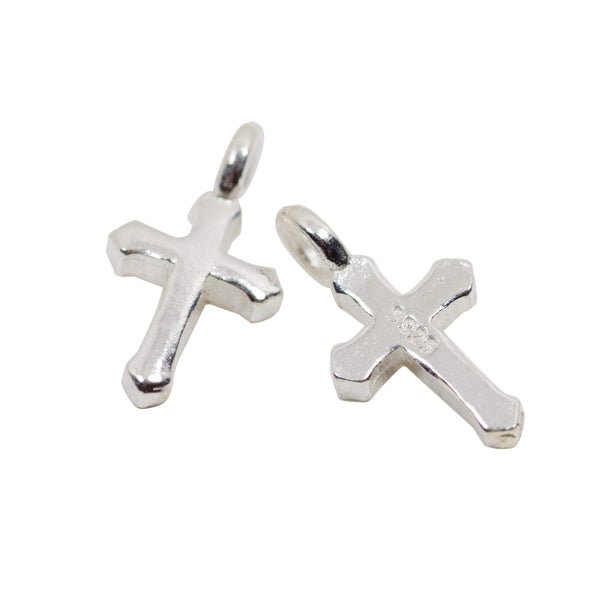 2 Pcs 925 Sterling Silver Cross Charm for Jewelry Making