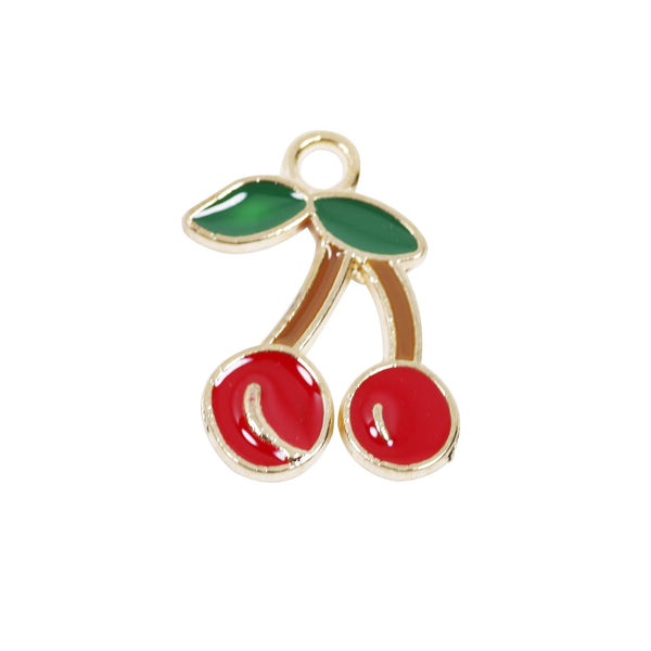 10 Pcs Cherry Enamel Charm Craft Supplies