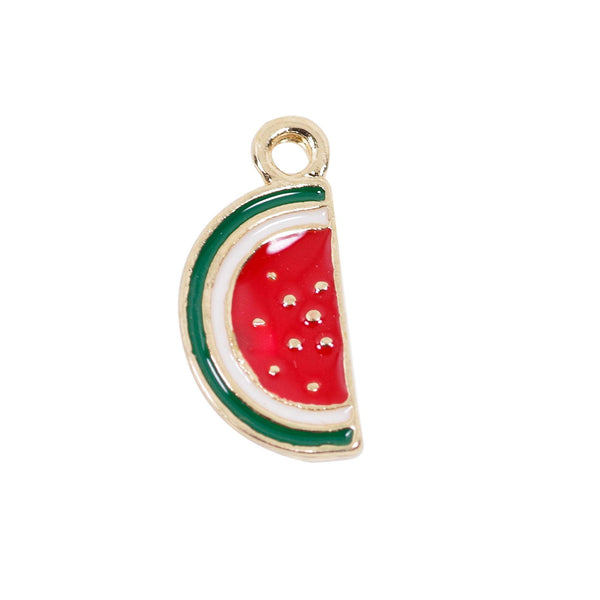 10 Pcs Watermelon Enamel Charm Craft Supplies