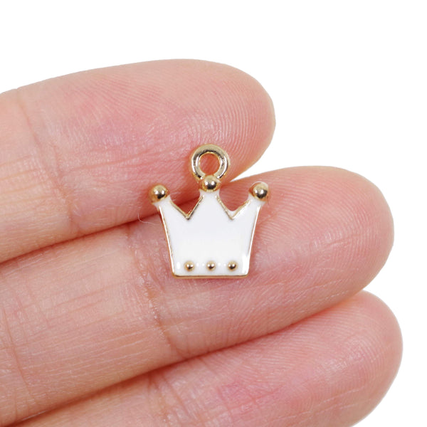 10 Pcs Tiny Crown Enamel Charm Craft Supplies