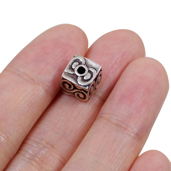 Vintage 925 Sterling Silver Cube Spacer Bead