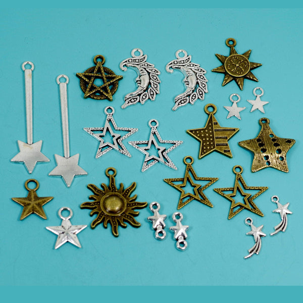 70 Pcs Bulk Wholesale Star and Moon Charms