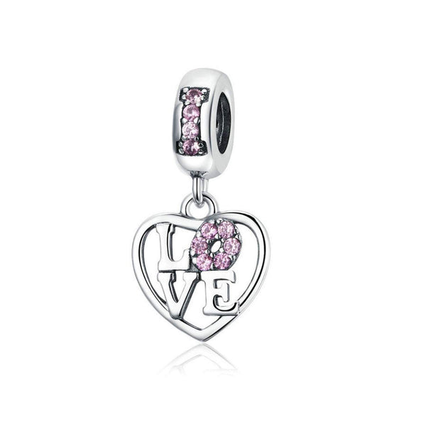 925 Sterling Silver LOVE Dangle Charm Bead for Bracelet Pendant