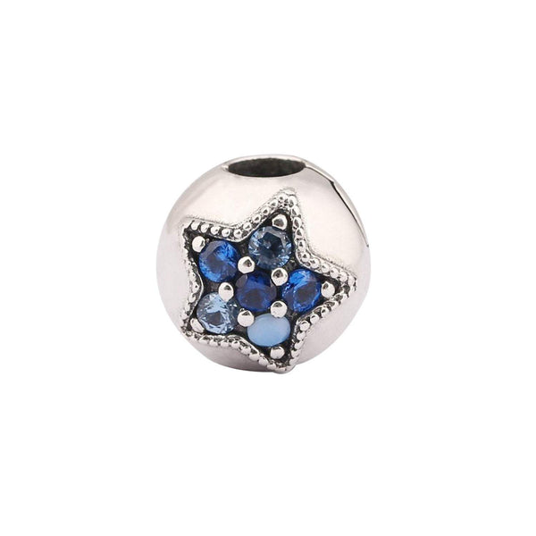 Blue Star Pandora Clip 925 Sterling  Silver Stopper Bead Fits Pandora Bracelet