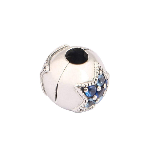 Blue Star Pandora Clip 925 Sterling  Silver Stopper Bead Fits Pandora Bracelet