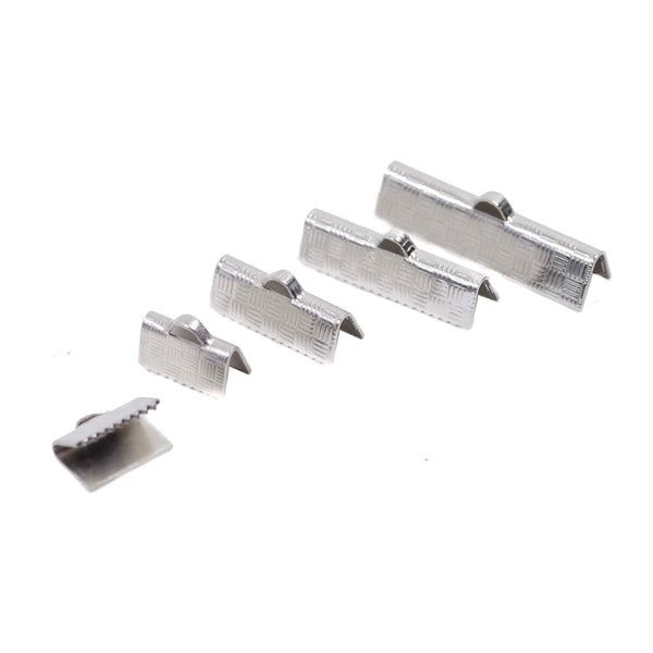 20 pcs Stainless Steel Ribbon Clip Clamp Cord Crimp End Cap Tip Necklace Bracelet Connector