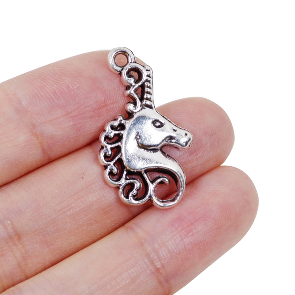 10 Unicorn Charms Antique Silver Tone Pendant