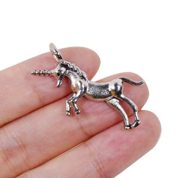 8 Unicorn Charms Antique Silver Tone Pendant