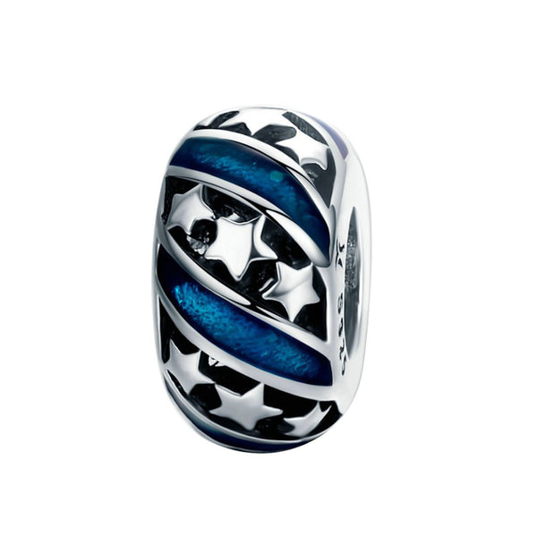 925 Sterling Silver Heart Blue Charm Bead for Bracelet Pendant